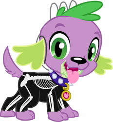 Size: 1009x1089 | Tagged: safe, artist:tylerajohnson352, spike, dog, equestria girls, g4, bone, clothes, collar, costume, cute, halloween, holiday, mask, paws, puppy, skeleton, skeleton costume, skull mask, tail