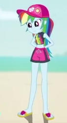 Size: 150x274 | Tagged: safe, edit, edited screencap, screencap, rainbow dash, human, aww... baby turtles, equestria girls, g4, my little pony equestria girls: better together, clothes, cropped, female, rainbow dash's beach shorts swimsuit, solo focus, swimsuit