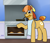Size: 1411x1200 | Tagged: safe, artist:pony quarantine, oc, oc only, oc:omelette, earth pony, pony, apron, baking, bread, clothes, croissant, food, gift art, indoors, kitchen, looking at you, male, mouth hold, oven, raised hoof, smiling, smiling at you, solo, spatula, stallion, tail, tail wrap