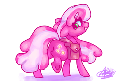 Size: 3600x2400 | Tagged: safe, artist:mannybcadavera, cheerilee, earth pony, pony, g4, bag, butt, eyebrows, eyebrows visible through hair, female, flowerbutt, grin, high res, lidded eyes, looking back, mare, plot, rear view, saddle bag, signature, simple background, smiling, solo, white background