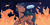 Size: 1361x688 | Tagged: safe, artist:kreeeeeez, hitch trailblazer, sparky sparkeroni, dragon, earth pony, pony, g5, arson, baby, baby dragon, dragons riding ponies, emanata, eyes closed, fire, open mouth, open smile, raised hoof, riding, riding a pony, smiling, sparky riding hitch trailblazer, speech bubble, worried