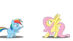 Size: 1920x1080 | Tagged: safe, artist:realdash, fluttershy, rainbow dash, pony, blushing, cute, dashabetes, female, finger gun, finger guns, grin, high res, implied lesbian, lesbian, mare, nose wrinkle, scrunchy face, ship:flutterdash, shipping, show accurate, shyabetes, smiling, spread wings, vector, wide eyes, wingboner, wings, wip