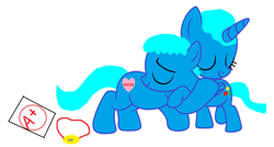 Size: 1846x986 | Tagged: safe, artist:memeartboi, pegasus, pony, unicorn, g4, a+, affection, bonding, colt, cute, duo, duo male and female, exam, female, foal, gold medal, gumball watterson, happy, heart, heartwarming, horn, hug, hugging a pony, male, mare, medal, mother, mother and child, mother and son, nicole watterson, ponified, proud, relieved, simple background, smiling, the amazing world of gumball, white background, wings