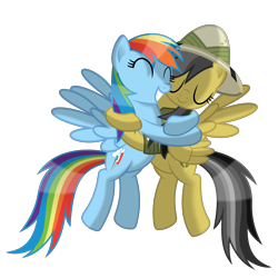 Size: 2800x2800 | Tagged: safe, artist:dolphinfox, daring do, rainbow dash, daring don't, g4, duo, duo female, female, hug, simple background, transparent background