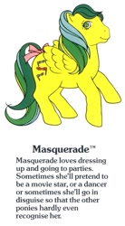 Size: 550x1000 | Tagged: safe, masquerade (g1), twinkle eyed pony, g1, official, g1 backstory, my little pony fact file, simple background, solo, white background
