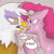 Size: 600x600 | Tagged: safe, artist:klondike, gilda, pinkie pie, earth pony, griffon, g4, griffon the brush off, blushing, duo, duo female, female, lesbian, looking at each other, looking at someone, mare, ship:gildapie, shipping, speech bubble, talking