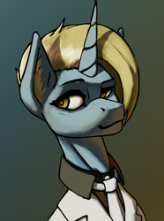 Size: 3120x4200 | Tagged: safe, artist:neither, oc, oc only, oc:sugar crepe, pony, unicorn, equestria at war mod, bust, horn, necktie, portrait, solo