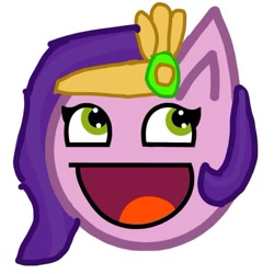 Size: 599x599 | Tagged: safe, artist:alyssalynn112, pipp petals, pegasus, pony, g5, 1000 hours in ms paint, awesome face, crown, diadem, female, jewelry, looking up, open mouth, open smile, regalia, simple background, smiling, solo, white background
