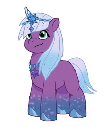 Size: 640x725 | Tagged: safe, artist:alyssalynn112, edit, violet frost, auroricorn, pony, g5, my little pony: tell your tale, female, gradient mane, jewelry, necklace, simple background, smiling, solo, thick legs, wavy mouth, white background