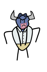 Size: 1200x1824 | Tagged: safe, artist:mystery shore, iron will, minotaur, g4, alternate hairstyle, button-up shirt, clothes, horns, in a nutshell, in a nutshell but mirror version, male, mirror universe, shirt, simple background, solo, transparent background