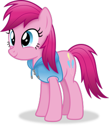 Size: 3052x3539 | Tagged: safe, artist:anime-equestria, pinkie pie, earth pony, g4, alternate hairstyle, clothes, female, hoodie, mare, simple background, smiling, solo, transparent background, vector