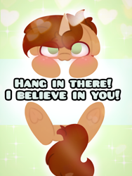 Size: 1500x2000 | Tagged: safe, artist:sodapop sprays, oc, oc:coppercore, pony, unicorn, happy, horn, looking at you, motivational, motivational poster, solo, text