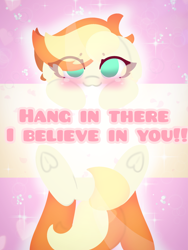 Size: 4096x5461 | Tagged: safe, artist:sodapop sprays, oc, oc:sodapop sprays, pegasus, pony, commission, hang in there, hanging, happy, looking at you, motivational, motivational poster, solo, text, ych result, your character here