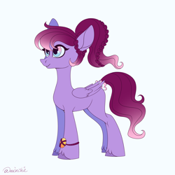 Size: 3000x3000 | Tagged: safe, artist:neonishe, oc, oc only, pegasus, pony, bracelet, folded wings, jewelry, signature, simple background, solo, white background, wings