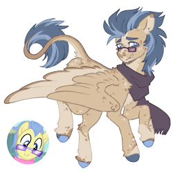 Size: 1000x1000 | Tagged: safe, artist:kazmuun, winter wisp, pegasus, pony, g4, alternate design, blaze (coat marking), body freckles, body markings, butt freckles, chest fluff, clothes, coat markings, colored eartips, colored hooves, colored pinnae, colored wings, colored wingtips, dorsal stripe, ear fluff, ear freckles, facial markings, flying, freckles, leg fluff, leg freckles, leg markings, leonine tail, male, mismatched hooves, nervous, nervous smile, pale belly, race swap, scarf, shoulder fluff, simple background, smiling, socks (coat markings), solo, stallion, tail, tail fluff, transparent background, turned head, wing freckles, wings, wings down