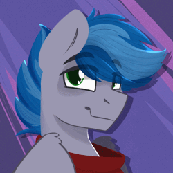 Size: 560x560 | Tagged: safe, artist:modularpon, oc, oc only, oc:silver sky, pegasus, pony, animated, blinking, gif, male, simple background, smiling, stallion