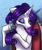 Size: 1357x1604 | Tagged: safe, artist:smirk, rarity, unicorn, g4, brush, brushing mane, chair, cloven hooves, eyes closed, floppy ears, hairbrush, horn, human shoulders, makeup, solo, thin