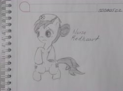 Size: 5372x3969 | Tagged: safe, artist:zamiración, derpibooru exclusive, nurse redheart, earth pony, pony, g4, cute, grayscale, monochrome, pencil drawing, solo, traditional art