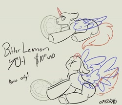 Size: 2048x1755 | Tagged: safe, artist:rhodium, oc, oc only, pegasus, pony, food, lemon, lemon meme, licking, meme, pegasus oc, puckered face, scrunchy face, silly, silly pony, simple background, solo, sour, tongue out, white background, ych sketch, your character here