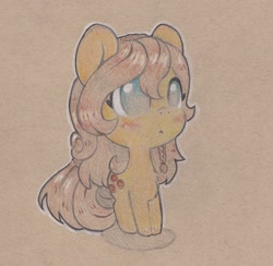 Size: 1554x1518 | Tagged: safe, artist:foxtrot3, oc, oc only, oc:sea breeze, earth pony, blushing, braid, braided tail, female, mare, tail, traditional art