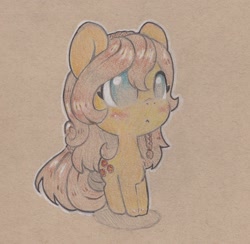 Size: 1554x1518 | Tagged: safe, artist:foxtrot3, oc, oc only, oc:sea breeze, earth pony, pony, blushing, braid, braided tail, female, mare, solo, tail, traditional art