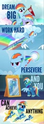 Size: 430x1200 | Tagged: safe, edit, edited screencap, screencap, rainbow dash, soarin', spitfire, pegasus, pony, g4, games ponies play, newbie dash, rainbow falls, season 3, season 4, season 6, clothes, female, filly, filly rainbow dash, mirror, sonic rainboom, uniform, wonderbolts, wonderbolts uniform, younger