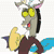 Size: 1080x1080 | Tagged: safe, artist:plum, discord, fluttershy, draconequus, pegasus, pony, animated, eyebrows, meme, open mouth, open smile, raised eyebrow, simple background, smiling, webm, white background
