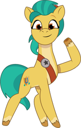 Size: 696x1100 | Tagged: safe, artist:prixy05, hitch trailblazer, earth pony, pony, g5, my little pony: tell your tale, female, harness pathfinder, mare, rule 63, simple background, solo, transparent background, unshorn fetlocks, vector