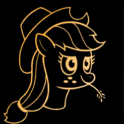 Size: 500x500 | Tagged: safe, artist:ponyhugger, applejack, g4, black background, simple background, solo, straw in mouth