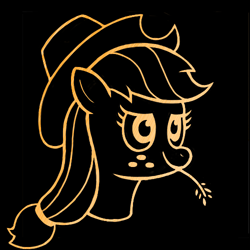 Size: 500x500 | Tagged: safe, artist:ponyhugger, applejack, pony, g4, black background, simple background, solo, straw in mouth