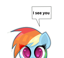 Size: 10000x9000 | Tagged: safe, artist:scandianon, rainbow dash, pegasus, pony, absurd resolution, dialogue box, eye clipping through hair, female, high res, looking at you, mare, peeking, simple background, talking, talking to viewer, transparent background