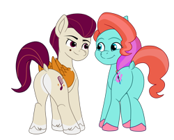 Size: 3300x2669 | Tagged: safe, artist:gmaplay, jazz hooves, rocky riff, earth pony, pegasus, pony, g5, my little pony: a new generation, butt, dock, fit right in (g5), shipping, simple background, tail, transparent background, watch us shake our unicorn butts