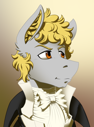 Size: 2000x2692 | Tagged: safe, artist:twotail813, oc, oc only, oc:flawless justice, equestria at war mod, bowtie, bust, clothes, curly mane, ear fluff, portrait, solo