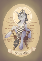 Size: 2000x2900 | Tagged: safe, artist:patsyuk, oc, oc:white marble, unicorn, fallout equestria, chair, clothes, horn, long hair, looking at you, male, short tail, sitting, tail, unicorn oc