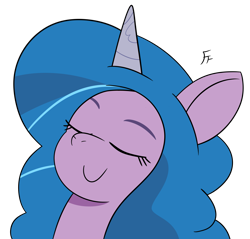 Size: 3247x3107 | Tagged: safe, artist:frownfactory, izzy moonbow, unicorn, g5, eyes closed, horn, simple background, smiling, solo, transparent background