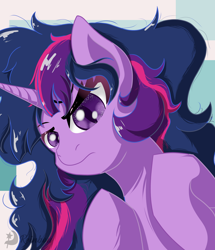 Size: 3050x3550 | Tagged: safe, artist:reinbou, twilight sparkle, pony, unicorn, g4, female, high res, horn, looking at you, mare, simple background, solo, watermark