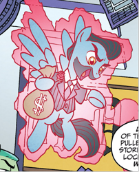 Size: 565x698 | Tagged: safe, artist:tony fleecs, idw, official comic, pegasus, pony, from the shadows, g4, spoiler:comic, spoiler:comic52, bag, cropped, magic, male, money bag, not wind rider, stallion, unnamed character, unnamed pony