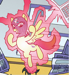 Size: 640x698 | Tagged: safe, artist:tonyfleecs, idw, official comic, pegasus, pony, from the shadows, g4, spoiler:comic, spoiler:comic52, cropped, crowbar, female, magic, mare, mask, robbery, unnamed character, unnamed pony