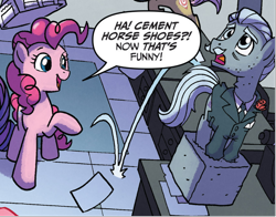 Size: 752x589 | Tagged: safe, artist:tonyfleecs, idw, official comic, pinkie pie, earth pony, pony, from the shadows, g4, spoiler:comic, spoiler:comic52, cement, cropped, female, magic, male, mare, stallion, unnamed character, unnamed pony
