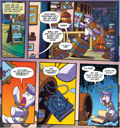 Size: 1142x1213 | Tagged: safe, artist:tonyfleecs, idw, official comic, earth pony, pony, from the shadows, g4, spoiler:comic, spoiler:comic53, antiques, book, cropped, magic, unnamed character, unnamed pony