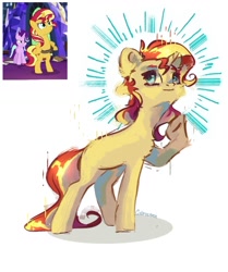 Size: 1080x1293 | Tagged: safe, artist:colorbrush, sunset shimmer, pony, unicorn, g4, horn, screencap reference, solo