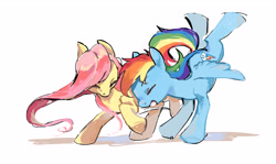 Size: 3959x2355 | Tagged: source needed, safe, artist:comxbal, fluttershy, rainbow dash, g4, female, happy