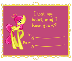 Size: 1280x1088 | Tagged: safe, artist:princessfaeron, oc, oc:gilt heart, pegasus, pony, female, mare, solo, valentine's day card