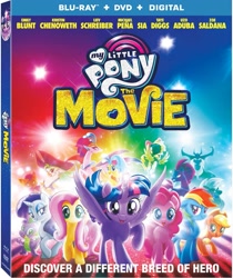 Size: 1257x1500 | Tagged: safe, applejack, fluttershy, pinkie pie, rainbow dash, rarity, songbird serenade, spike, twilight sparkle, alicorn, earth pony, pegasus, seapony (g4), unicorn, g4, my little pony: the movie, blu-ray, dvd, dvd cover, horn, sia (singer), twilight sparkle (alicorn)