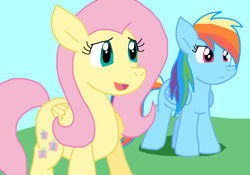 Size: 1025x717 | Tagged: safe, artist:cmara, fluttershy, rainbow dash, pegasus, g4, duo, duo female, female