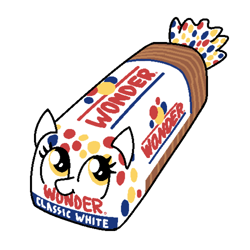 Size: 1000x1000 | Tagged: safe, artist:purblehoers, bread, food, looking at you, lying down, ms paint, ponyloaf, prone, simple background, solo, white background, wonder bread