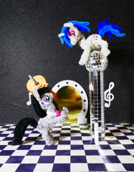Size: 3421x4384 | Tagged: safe, alternate version, artist:malte279, part of a set, dj pon-3, octavia melody, vinyl scratch, g4, cello, chase, chenille, chenille stems, chenille wire, craft, disco ball, duo, duo female, female, musical instrument, pipe cleaner sculpture, pipe cleaners