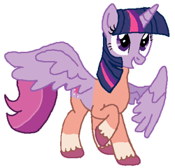 Size: 413x396 | Tagged: safe, artist:qjosh, sunny starscout, twilight sparkle, alicorn, pony, g4, g5, character to character, simple background, transformation, transformation sequence, twilight sparkle (alicorn), white background