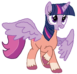 Size: 411x396 | Tagged: safe, artist:qjosh, sunny starscout, twilight sparkle, alicorn, pony, g4, g5, character to character, simple background, transformation, transformation sequence, twilight sparkle (alicorn), white background