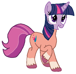 Size: 409x403 | Tagged: safe, artist:qjosh, sunny starscout, twilight sparkle, pony, unicorn, g4, g5, character to character, horn, simple background, transformation, transformation sequence, unicorn twilight, white background